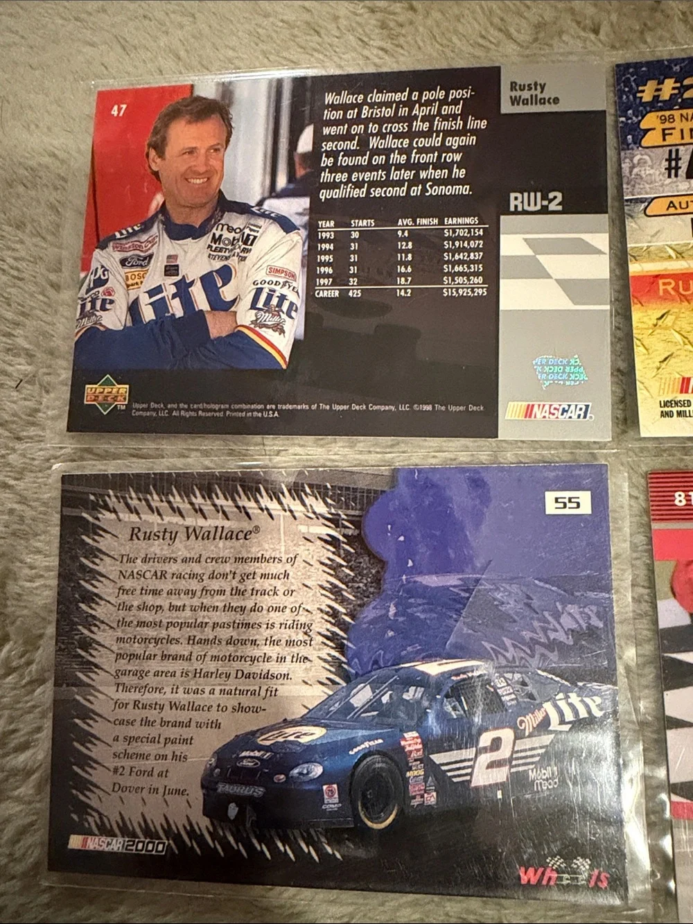 VTG Rusty Wallace #2 Racing Small Player Card Lot of (4)